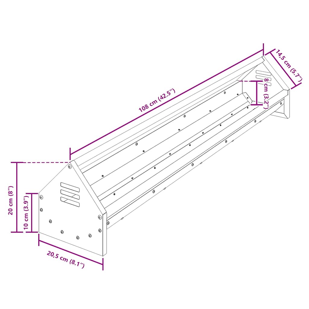 Hühnerfütterungsrinne Olive Grün 108 x 20,5 x 20 cm