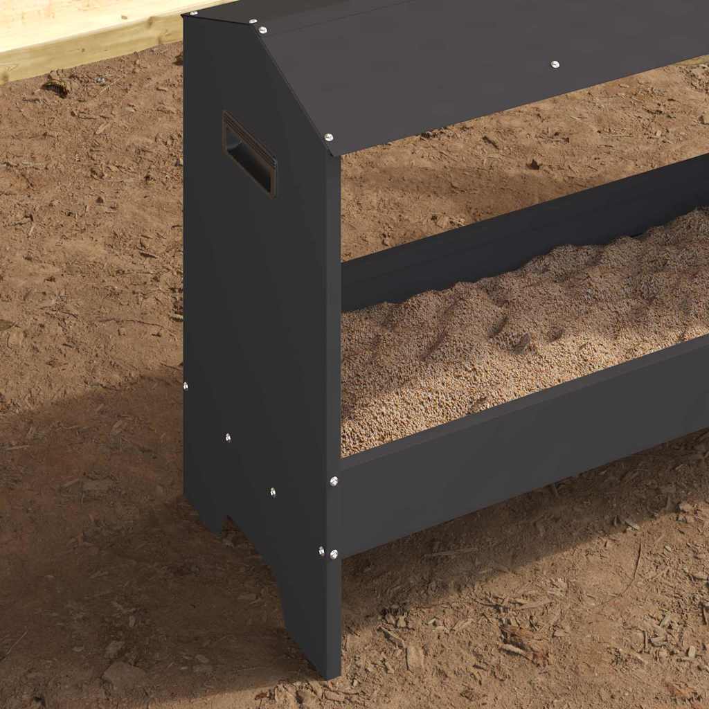 Hühnerfütterungsrinne Schwarz 81 x 32 x 53,5 cm