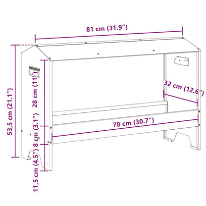Hühnerfütterungsrinne Silber 81 x 32 x 53,5 cm Verzinkter Stahl