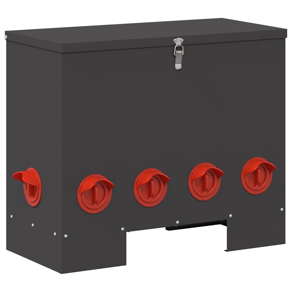 Hühnerfütterer Schwarz 60,5 x 29 x 51 cm Kaltgewalzter Stahl