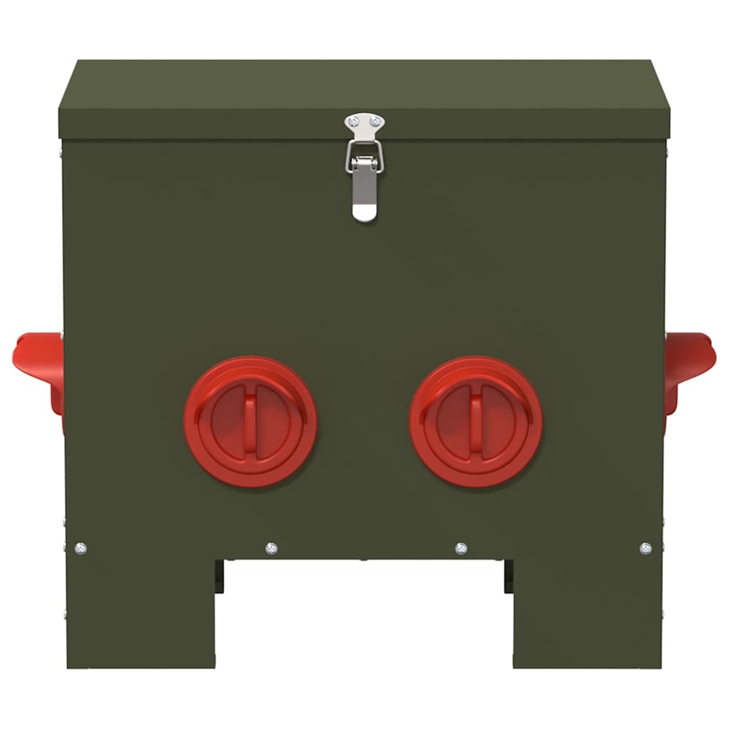 Hühnerfütterer Olive Grün 40,5 x 25 x 38 cm Kaltgewalzter Stahl