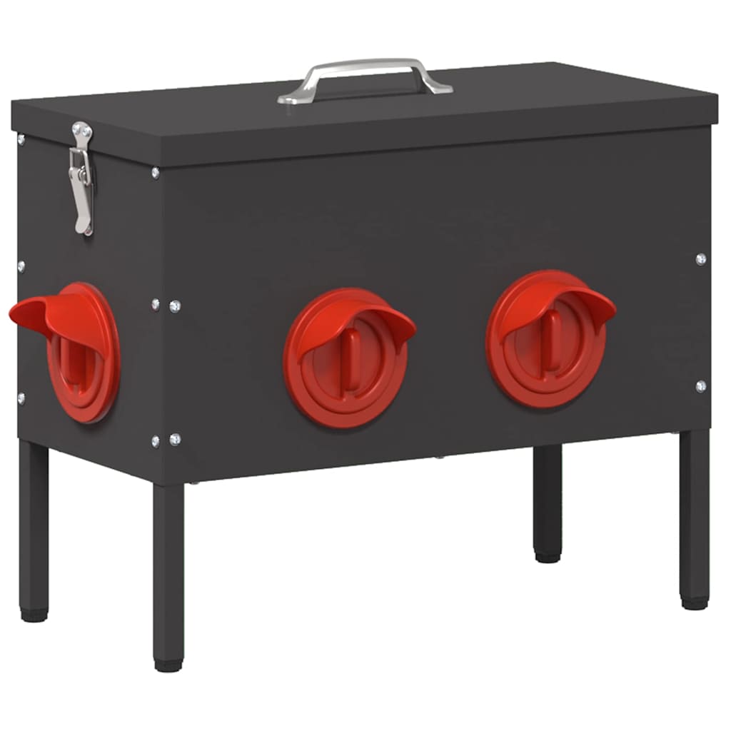 Hühnerfütterer Schwarz 41,5 x 20,5 x 33 cm Kaltgewalzter Stahl