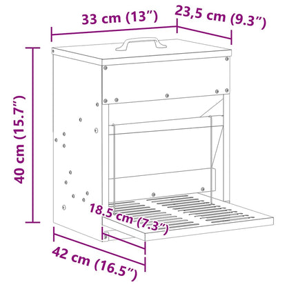 Hühnertretfeeder Schwarz 33 x 42 x 40 cm Kaltgewalzter Stahl