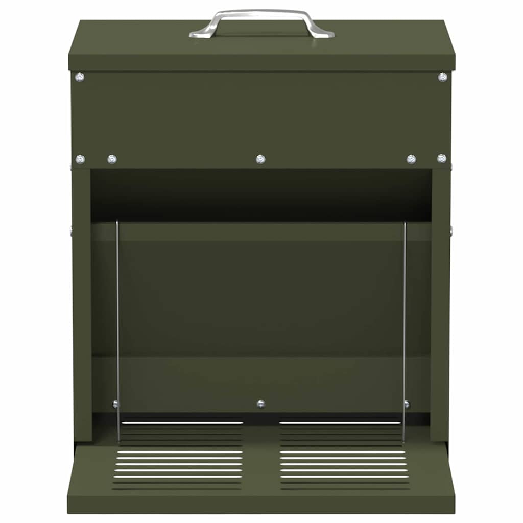Hühnertretfeeder Olive Grün 33 x 42 x 40 cm Kaltgewalzter Stahl