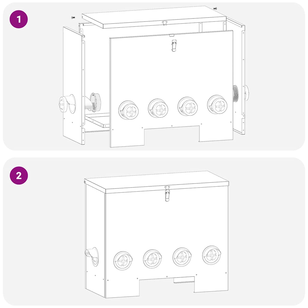 Hühnerfütterer 2 pcs Silber 60,5 x 29 x 51 cm Verzinkter Stahl