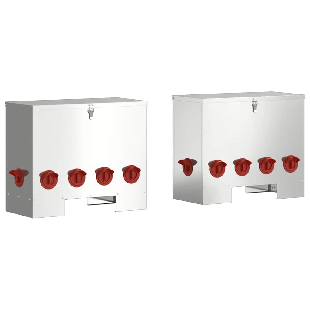 Hühnerfütterer 2 pcs Silber 60,5 x 29 x 51 cm Verzinkter Stahl