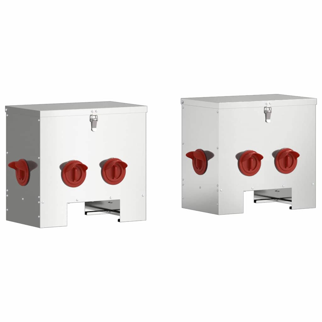 Hühnerfütterer 2 pcs Silber 40,5 x 25 x 38 cm Verzinkter Stahl
