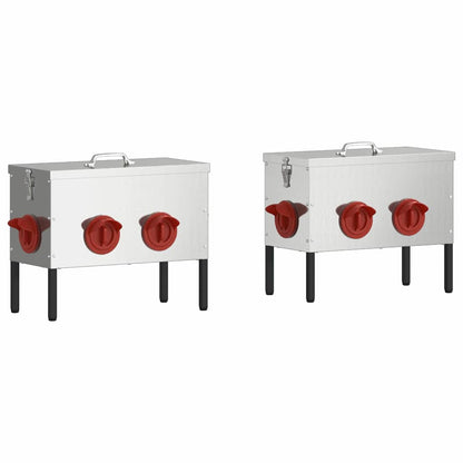 Hühnerfütterer 2 pcs Silber 41,5 x 20,5 x 33 cm