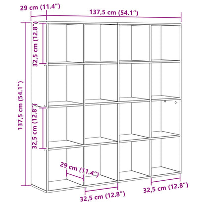 vidaXL Bücherregal Schwarz Eichen-Optik 137,5 x 29 x 137,5 cm