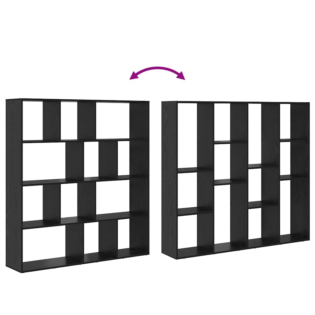 Bücherregal Schwarz Eichen-Optik 132 x 29 x 141,5 cm