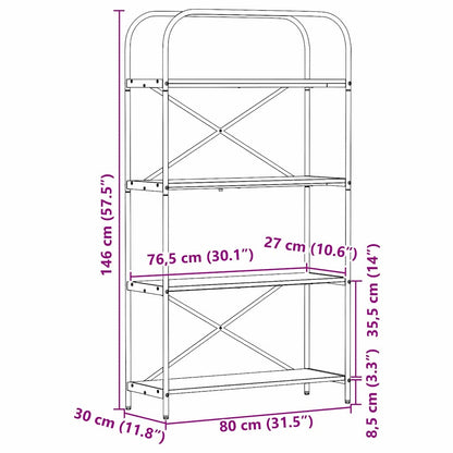 vidaXL Bücherregal Schwarz Eichen-Optik 80 x 30 x 146 cm Holzwerkstoff