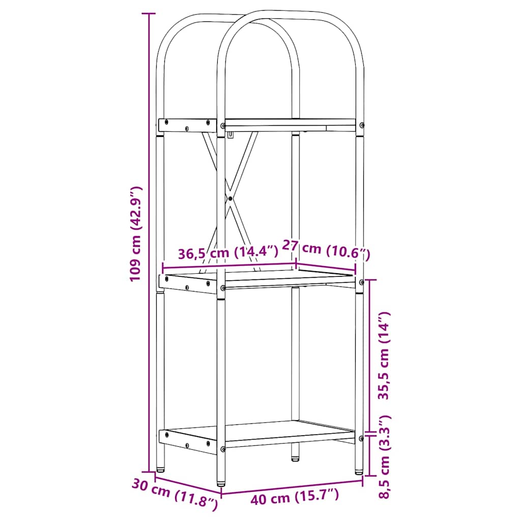 vidaXL Bücherregal Artisan-Eiche 40 x 30 x 109 cm Holzwerkstoff