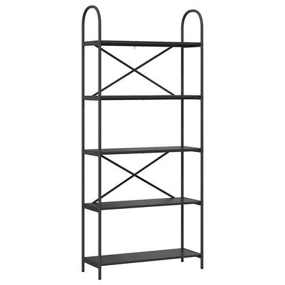 Bücherregal Schwarz Eichen-Optik 80 x 30 x 183 cm Holzwerkstoff