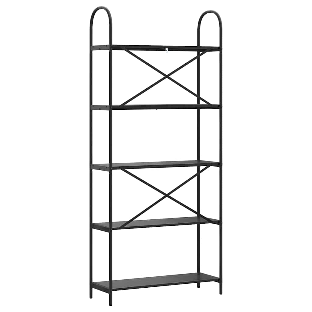 Bücherregal Schwarz Eichen-Optik 80 x 30 x 183 cm Holzwerkstoff