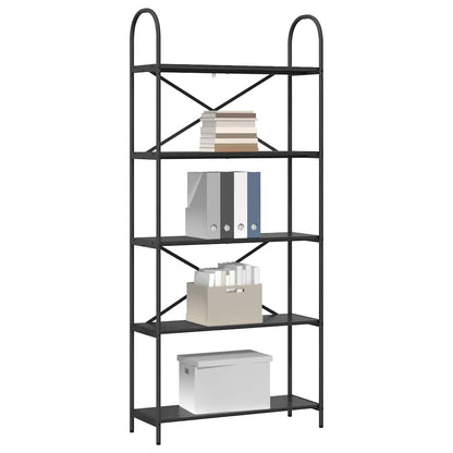 Bücherregal Schwarz Eichen-Optik 80 x 30 x 183 cm Holzwerkstoff