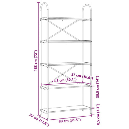 vidaXL Bücherregal Artisan-Eiche 80 x 30 x 183 cm Holzwerkstoff