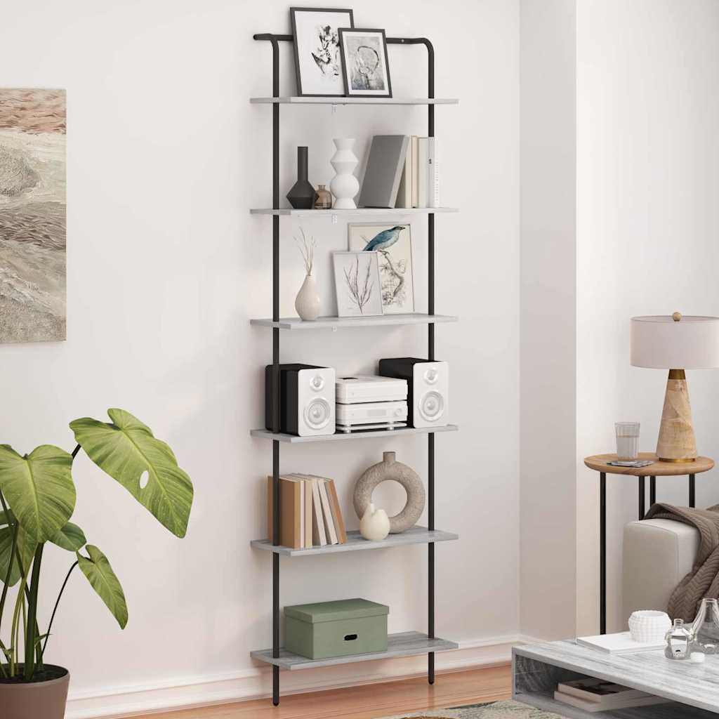 vidaXL Bücherregal Graues Sonoma 60 x 24 x 203 cm Holzwerkstoff