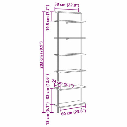 vidaXL Bücherregal Artisan-Eiche 60 x 24 x 203 cm Holzwerkstoff