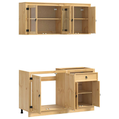 vidaXL Armoire avec étagère SKI 4 pcs Marron miel Bois de pin massif