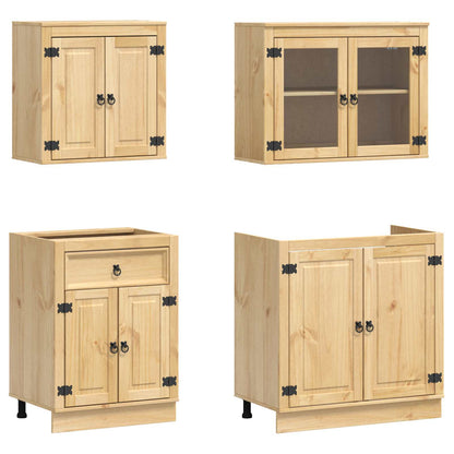 vidaXL Armoire avec étagère SKI 4 pcs Marron miel Bois de pin massif