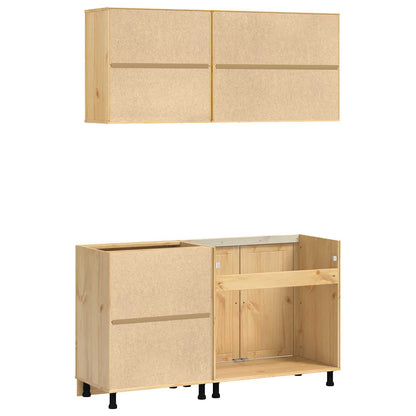 vidaXL Armoire avec étagère SKI 4 pcs Marron miel Bois de pin massif