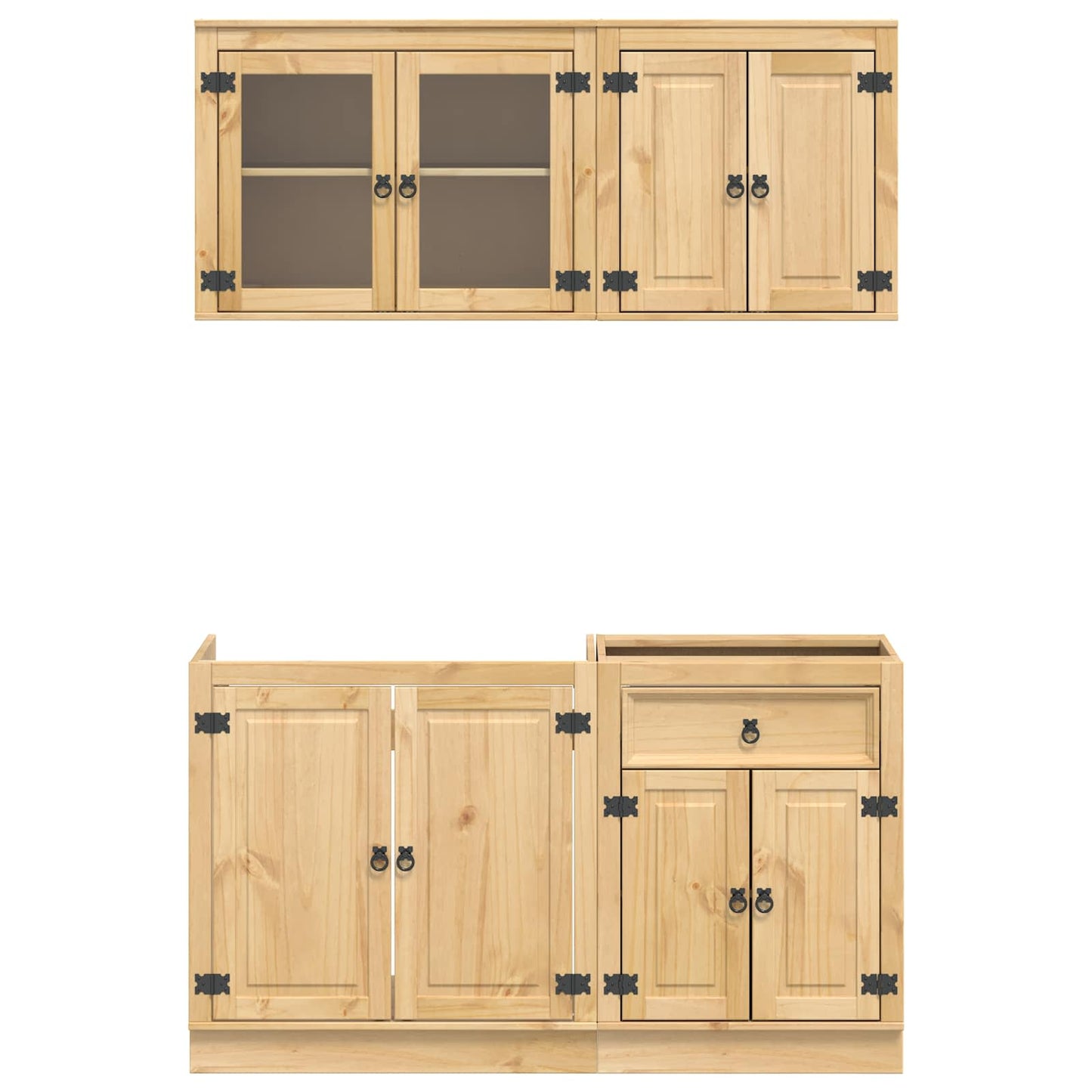 vidaXL Armoire avec étagère SKI 4 pcs Marron miel Bois de pin massif