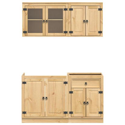 vidaXL Armoire avec étagère SKI 4 pcs Marron miel Bois de pin massif