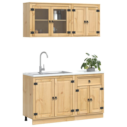 vidaXL Armoire avec étagère SKI 4 pcs Marron miel Bois de pin massif