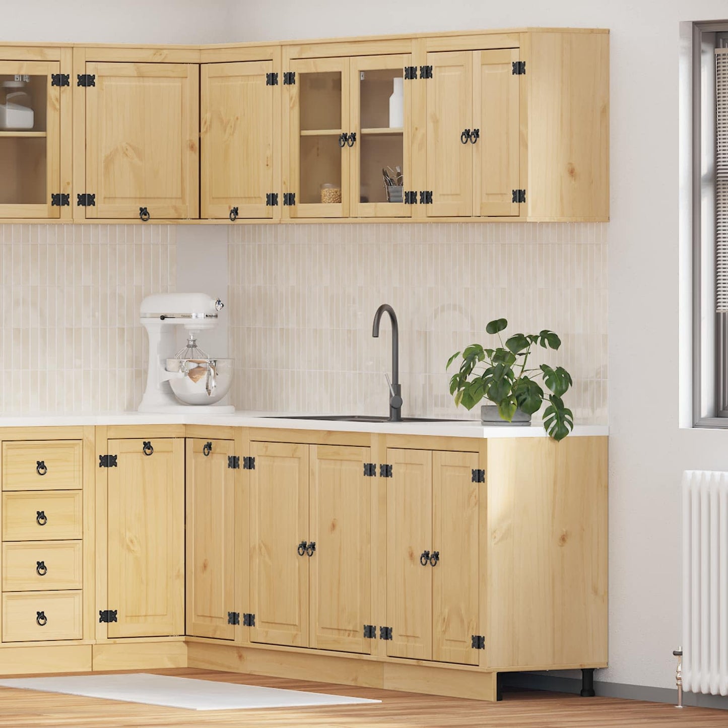 Schrank mit Regal SKI 4 pcs Honigbraun Massives Kiefernholz