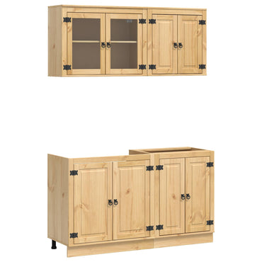 vidaXL Armoire avec étagère SKI 4 pcs Marron miel Bois de pin massif