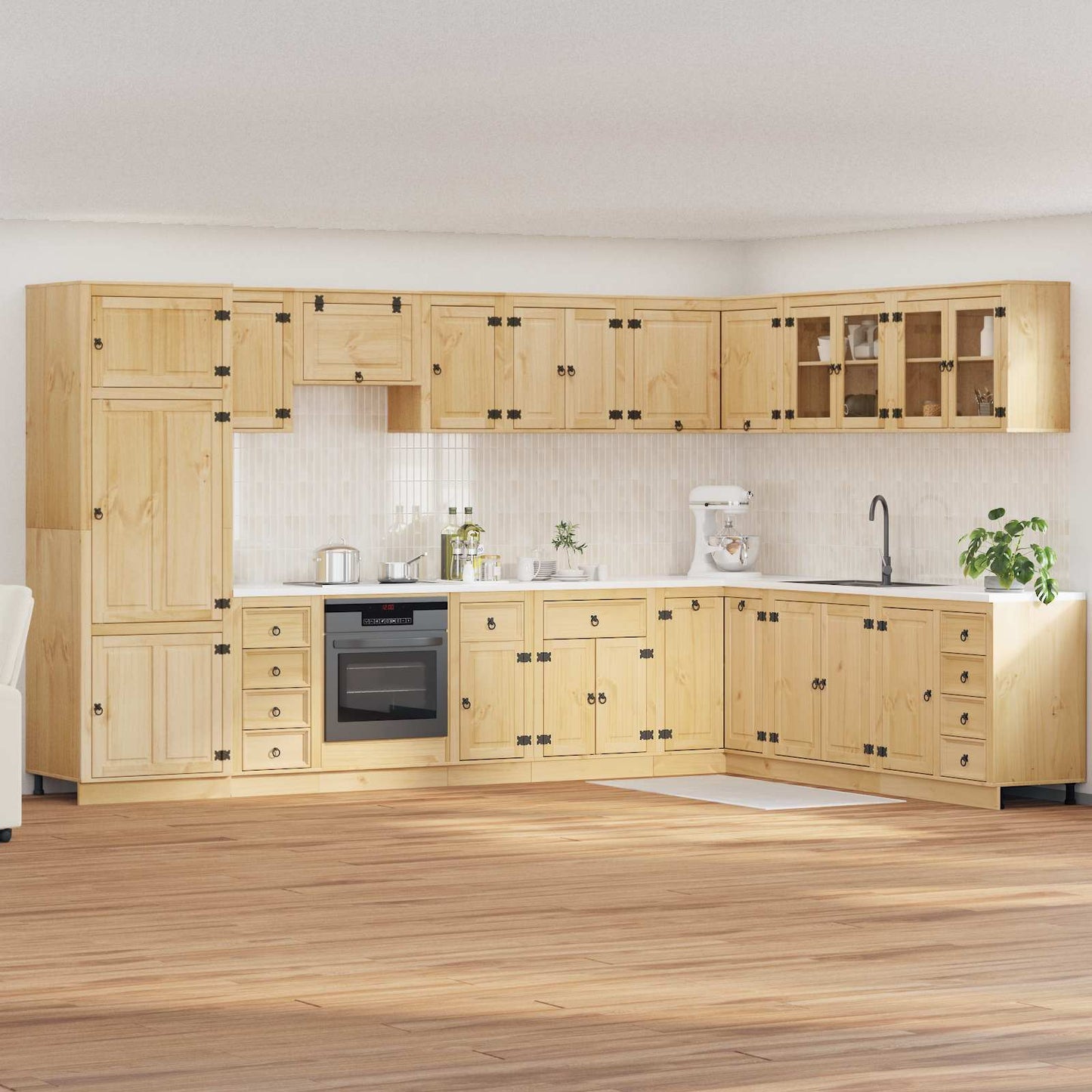 vidaXL Armoire avec étagère SKI 14 pcs Bois de pin massif marron miel