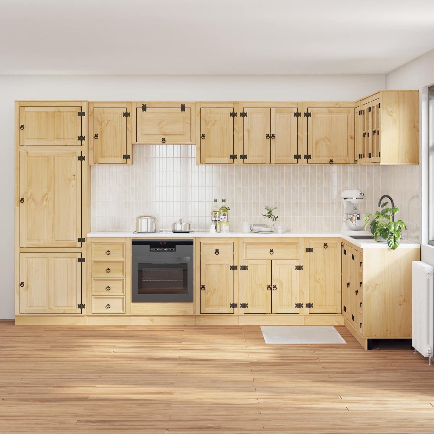 vidaXL Armoire avec étagère SKI 14 pcs Bois de pin massif marron miel