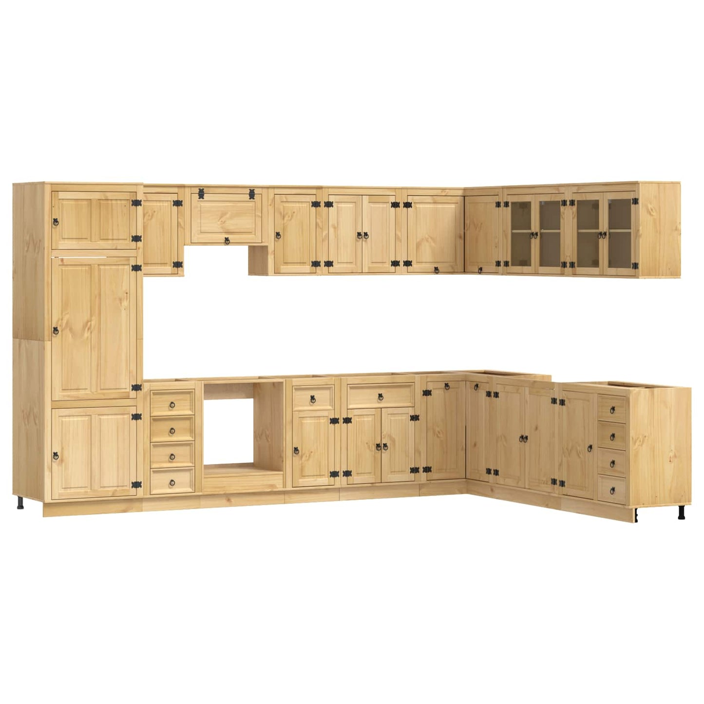 vidaXL Armoire avec étagère SKI 14 pcs Bois de pin massif marron miel