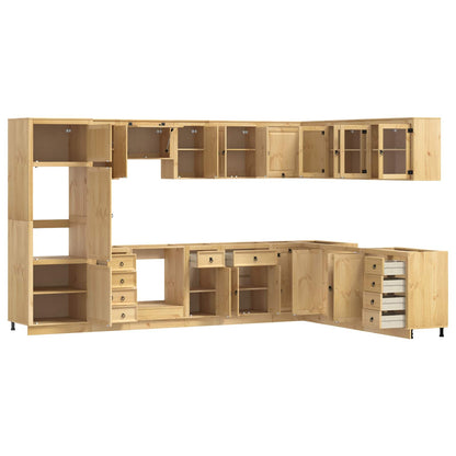 vidaXL Armoire avec étagère SKI 14 pcs Bois de pin massif marron miel