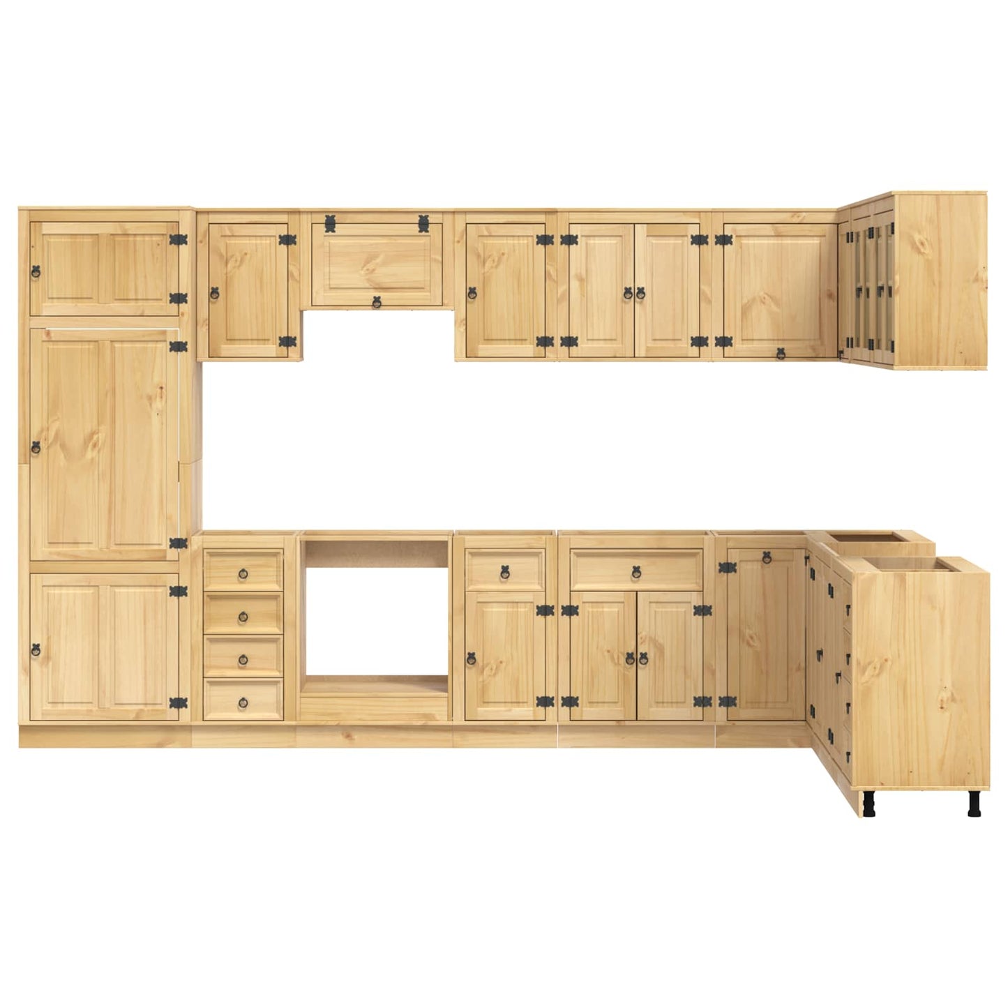 vidaXL Armoire avec étagère SKI 14 pcs Bois de pin massif marron miel