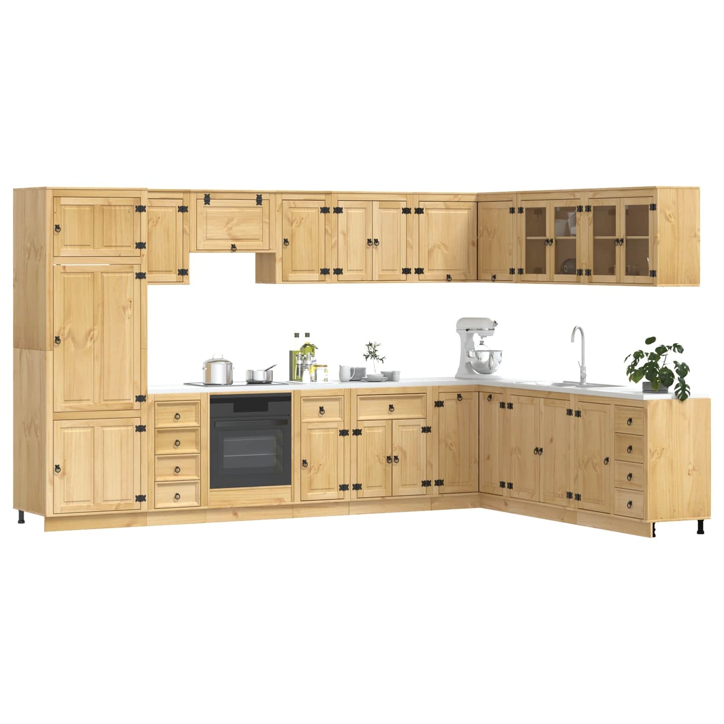 vidaXL Armoire avec étagère SKI 14 pcs Bois de pin massif marron miel