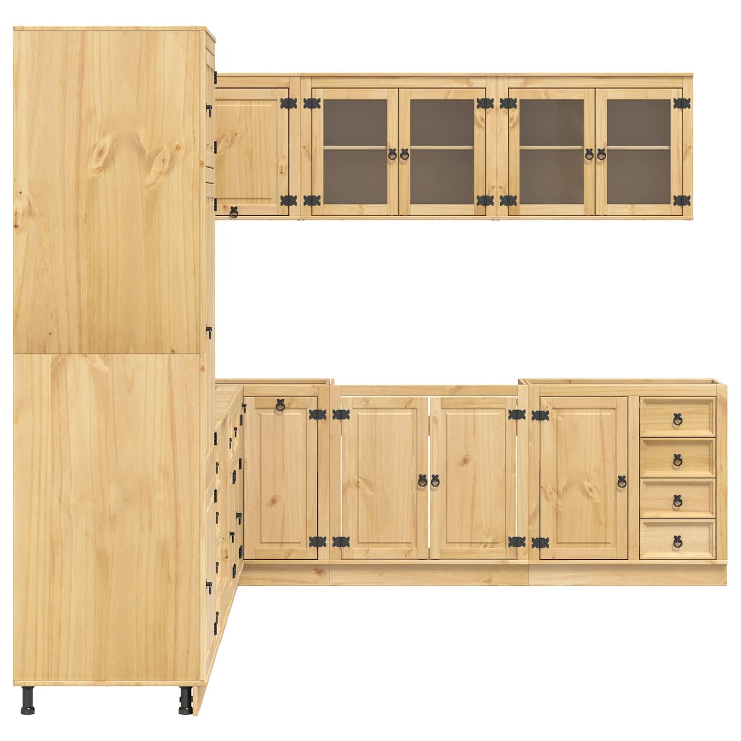 vidaXL Armoire avec étagère SKI 14 pcs Bois de pin massif marron miel