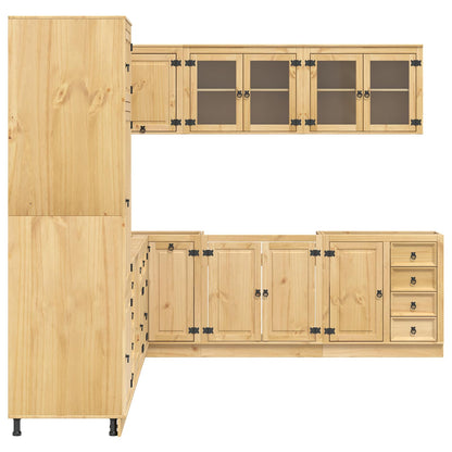 vidaXL Armoire avec étagère SKI 14 pcs Bois de pin massif marron miel