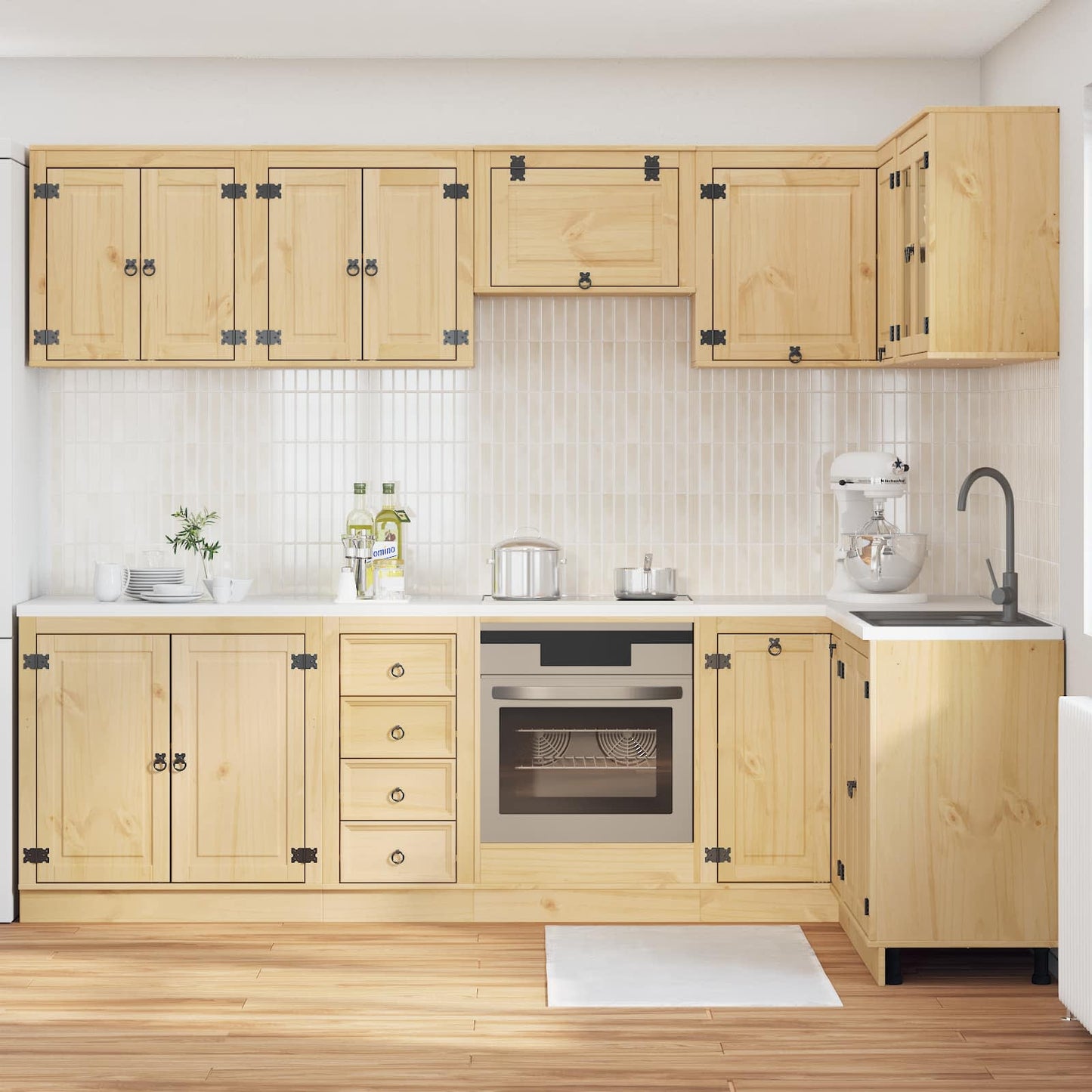 vidaXL Armoire avec étagère SKI 10 pcs Marron miel Bois de pin massif