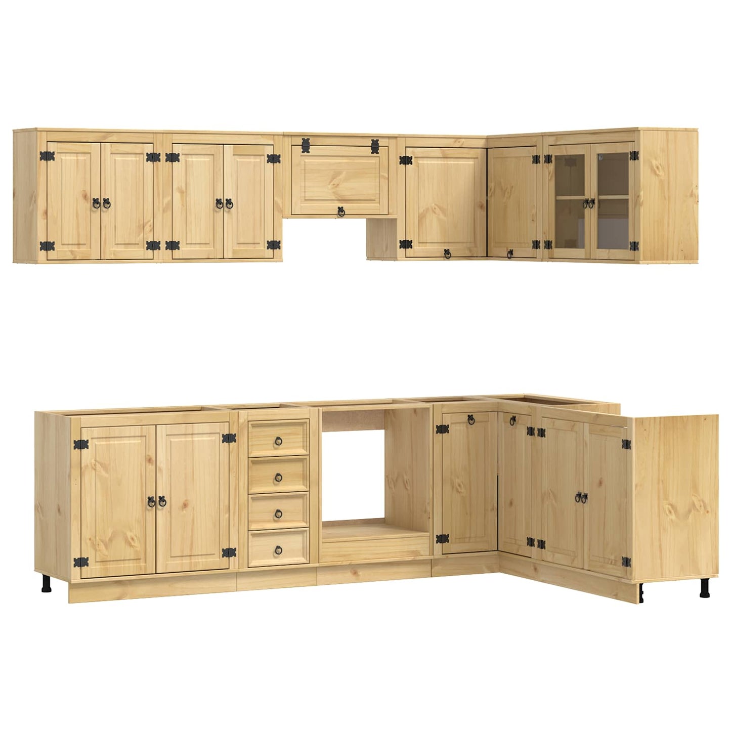 vidaXL Armoire avec étagère SKI 10 pcs Marron miel Bois de pin massif