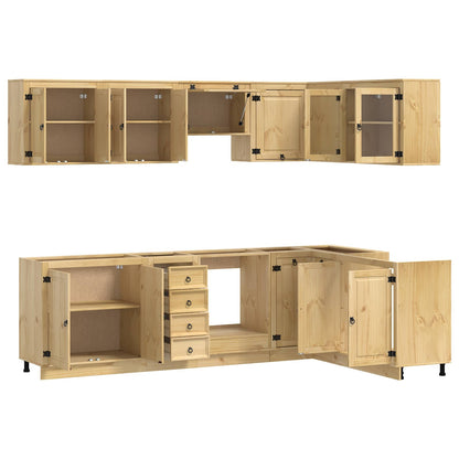 vidaXL Armoire avec étagère SKI 10 pcs Marron miel Bois de pin massif