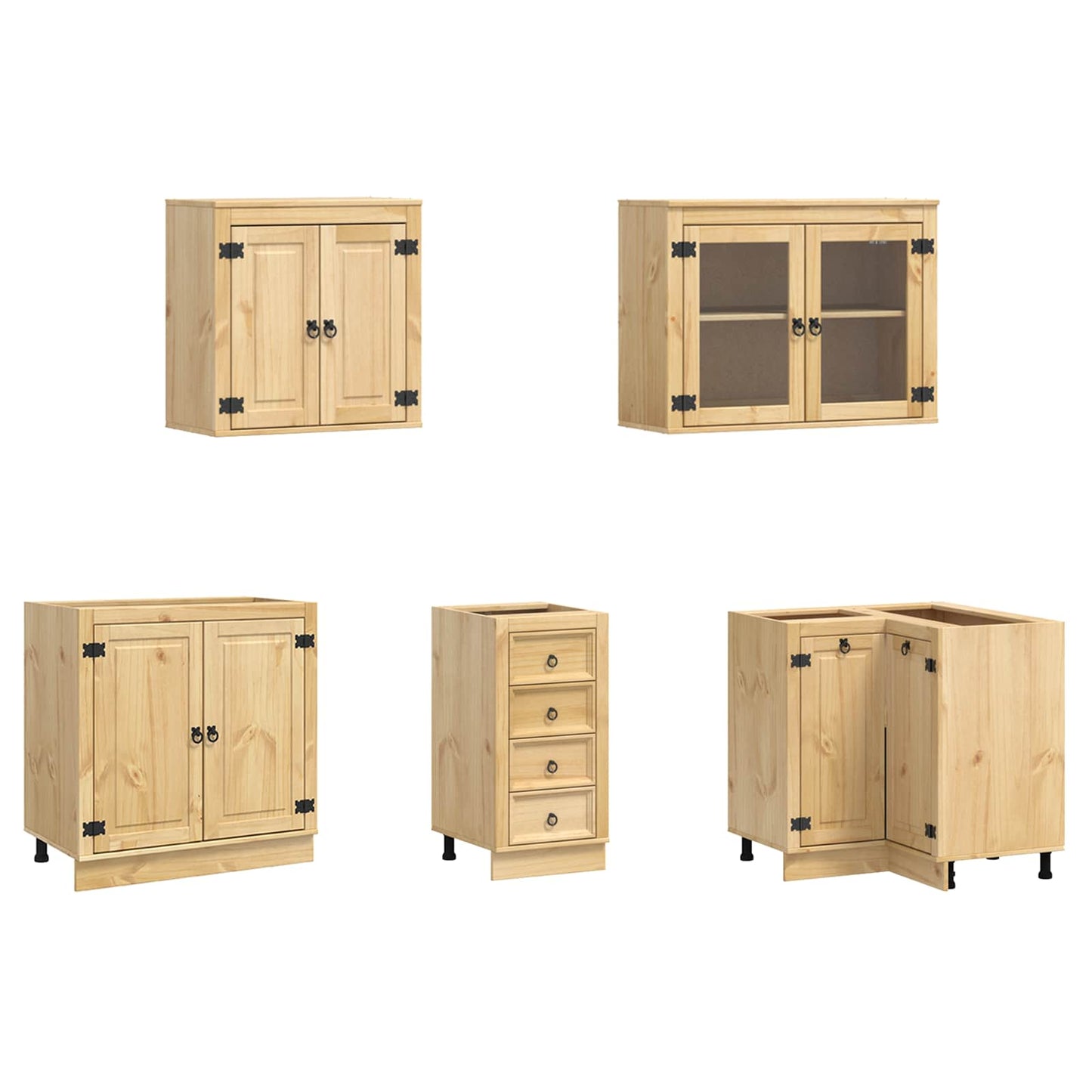 vidaXL Armoire avec étagère SKI 10 pcs Marron miel Bois de pin massif