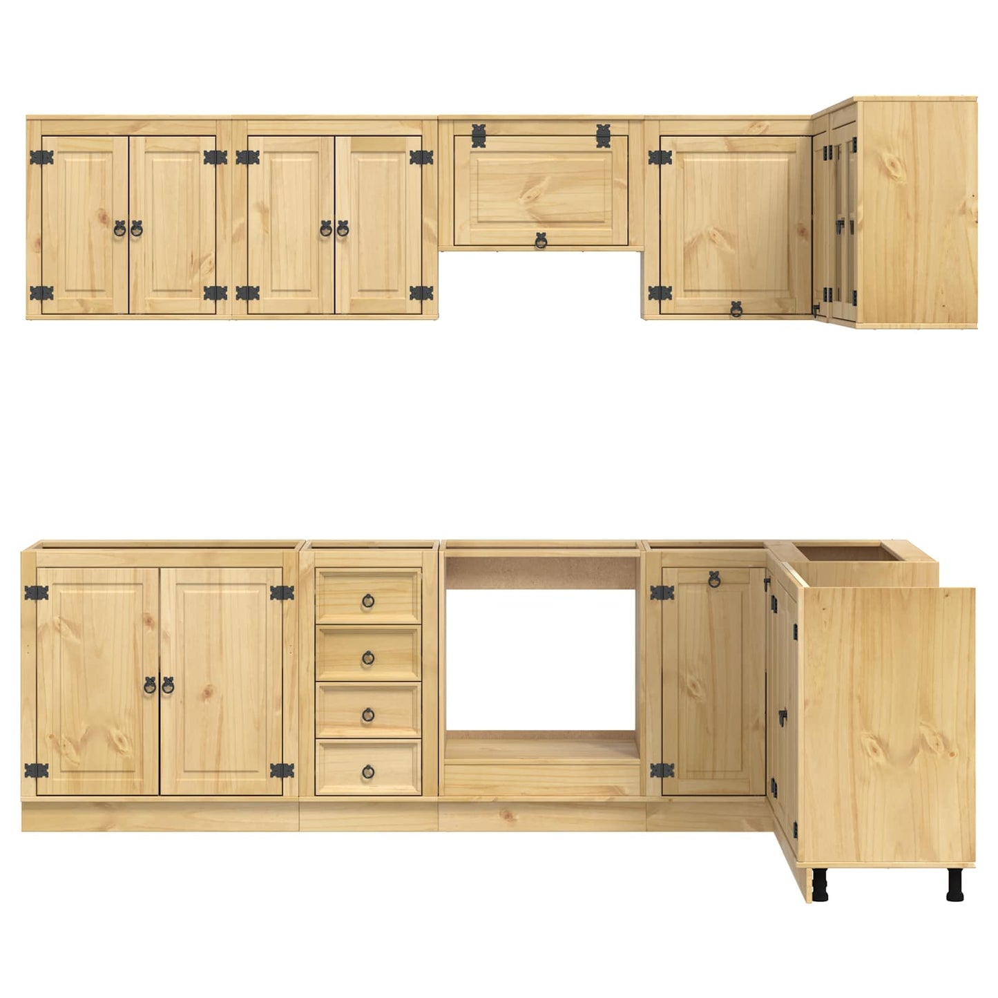 vidaXL Armoire avec étagère SKI 10 pcs Marron miel Bois de pin massif