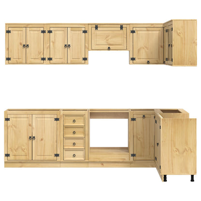vidaXL Armoire avec étagère SKI 10 pcs Marron miel Bois de pin massif
