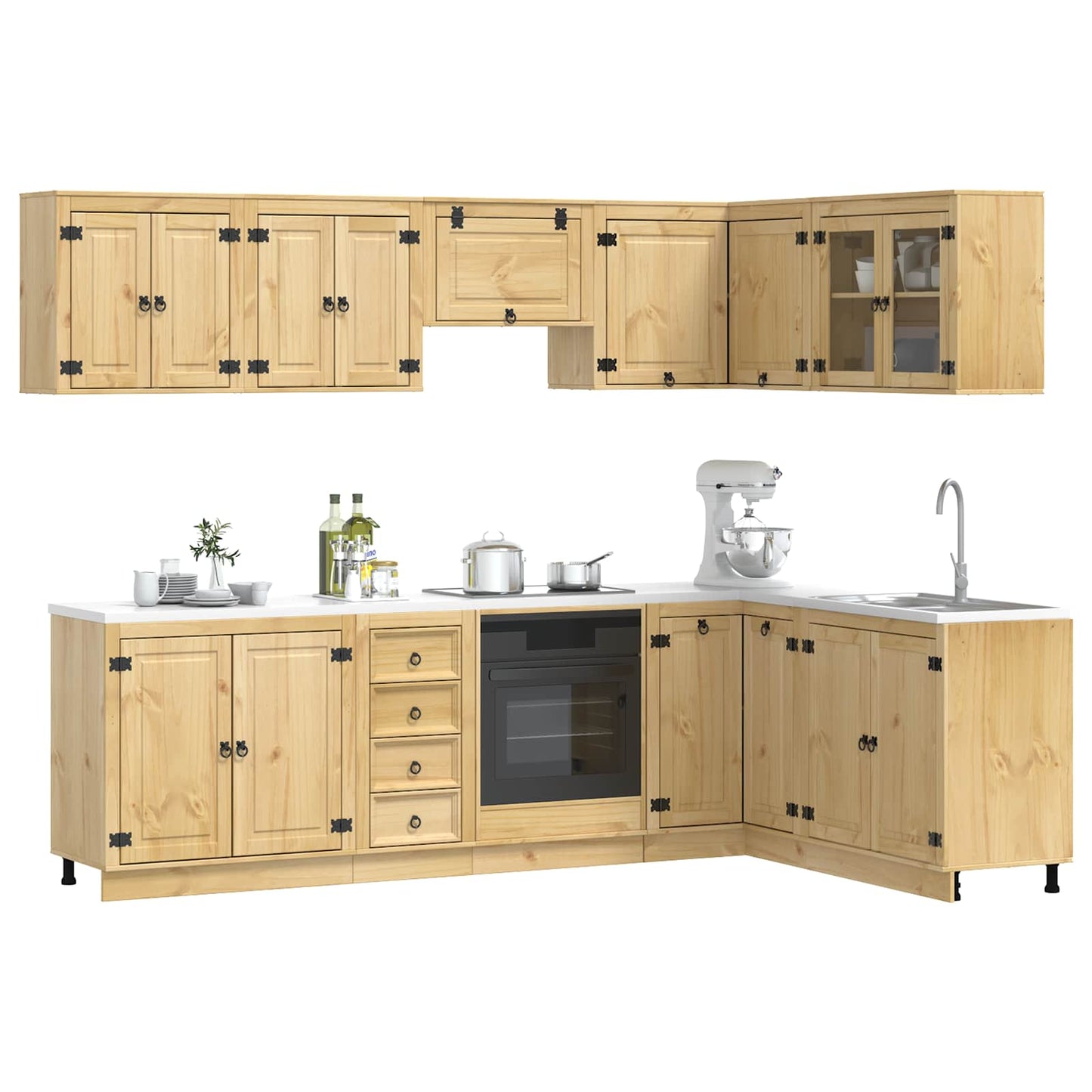 vidaXL Armoire avec étagère SKI 10 pcs Marron miel Bois de pin massif