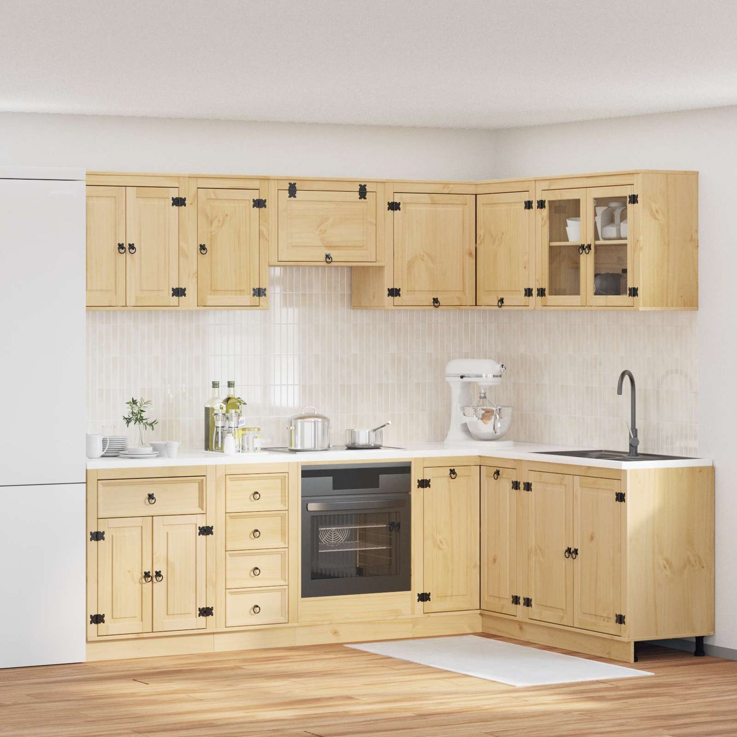 vidaXL Armoire avec étagère SKI 10 pcs Marron miel Bois de pin massif