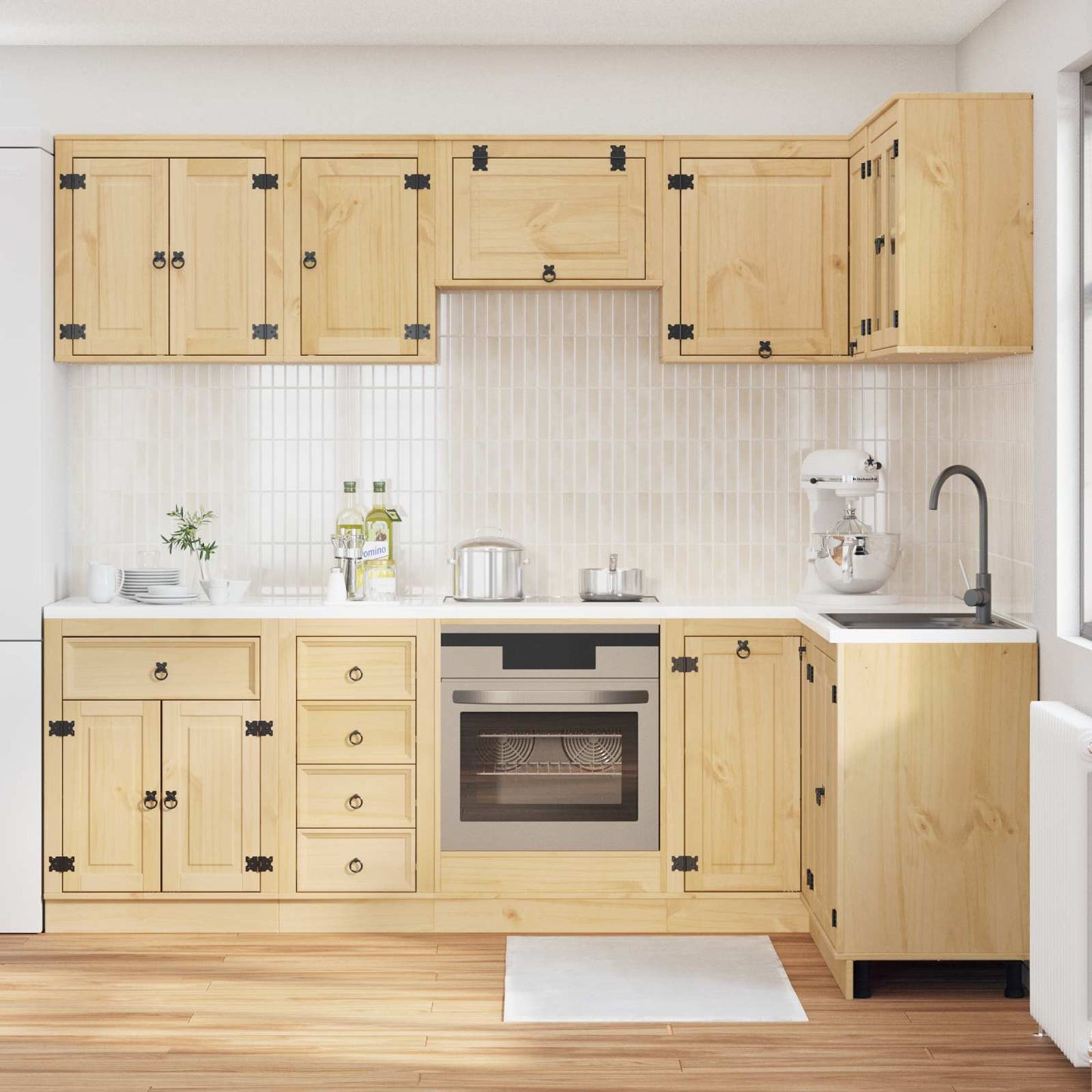 vidaXL Armoire avec étagère SKI 10 pcs Marron miel Bois de pin massif