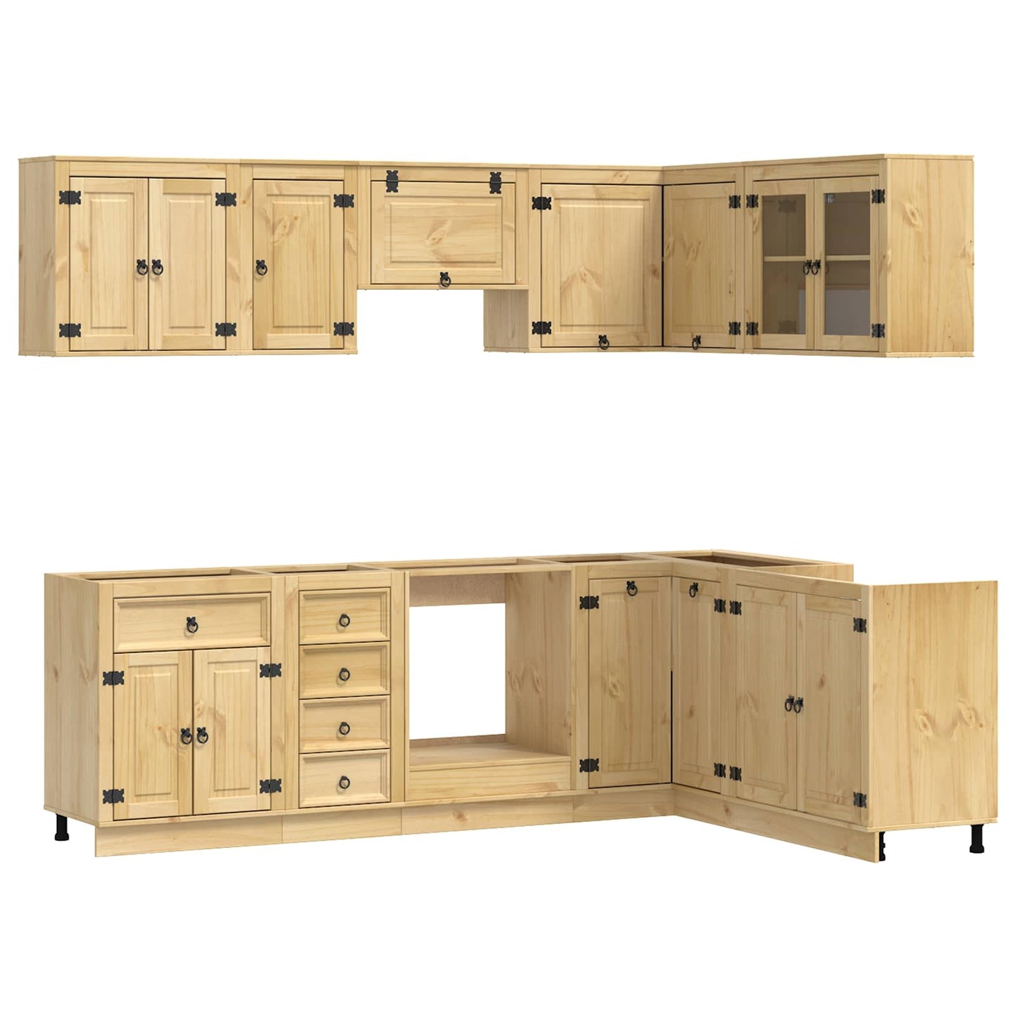 vidaXL Armoire avec étagère SKI 10 pcs Marron miel Bois de pin massif