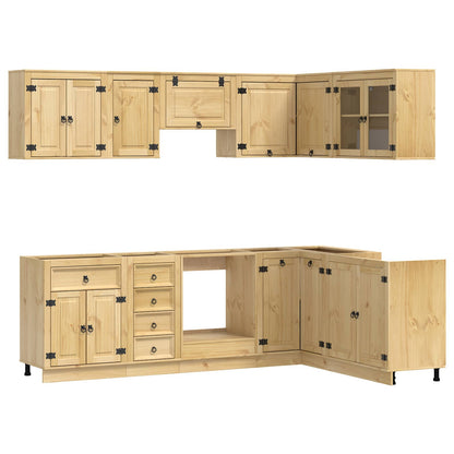 vidaXL Armoire avec étagère SKI 10 pcs Marron miel Bois de pin massif