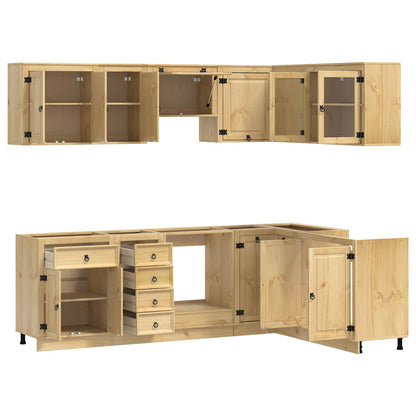 vidaXL Armoire avec étagère SKI 10 pcs Marron miel Bois de pin massif